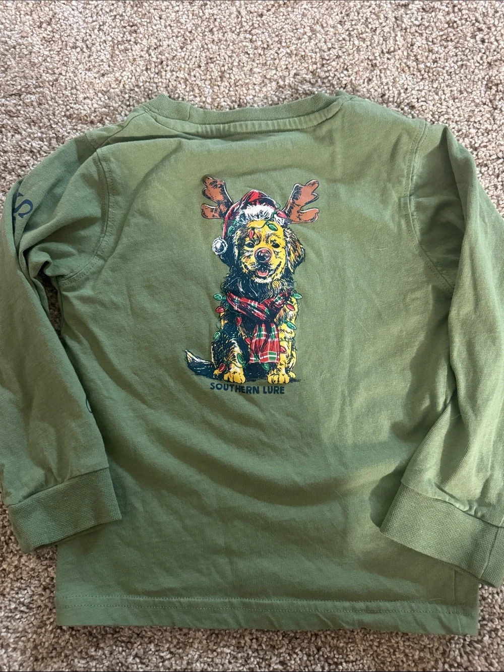 Southern Lure Kids' Olive Green Long-Sleeve Pocket Tee